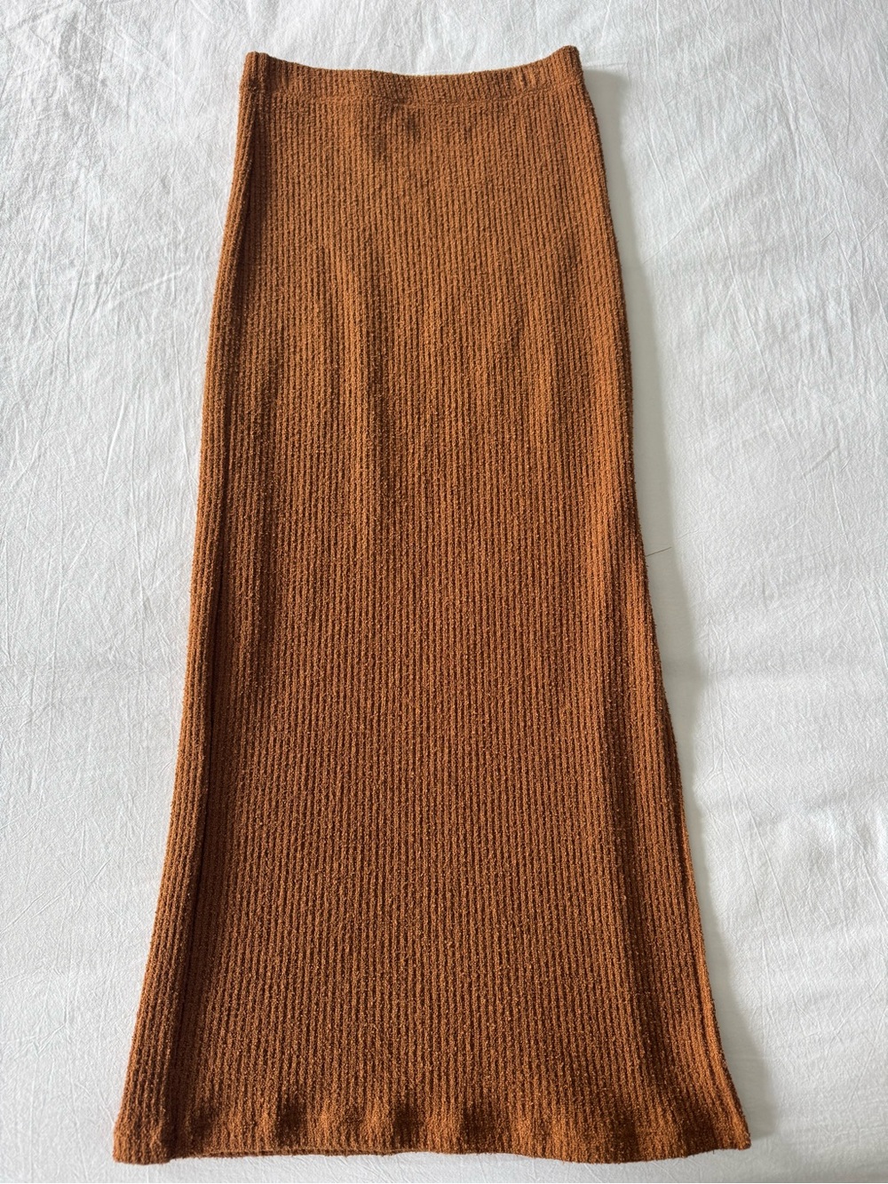 Topshop Ribbed Knit Maxi Skirt in Rust